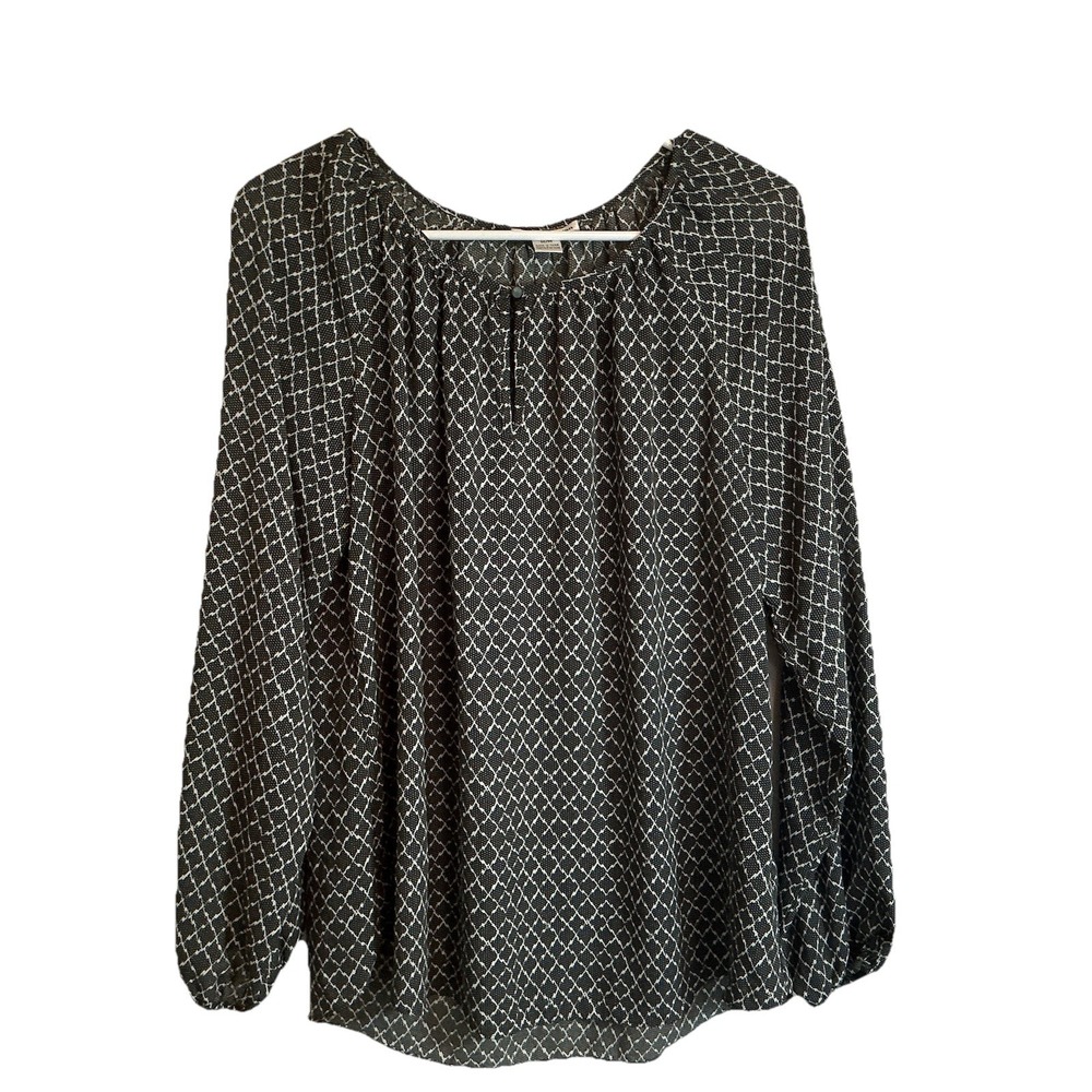 Dalia Collection Geometric Women's Blouse Top Long Sleeve - Size‎ M